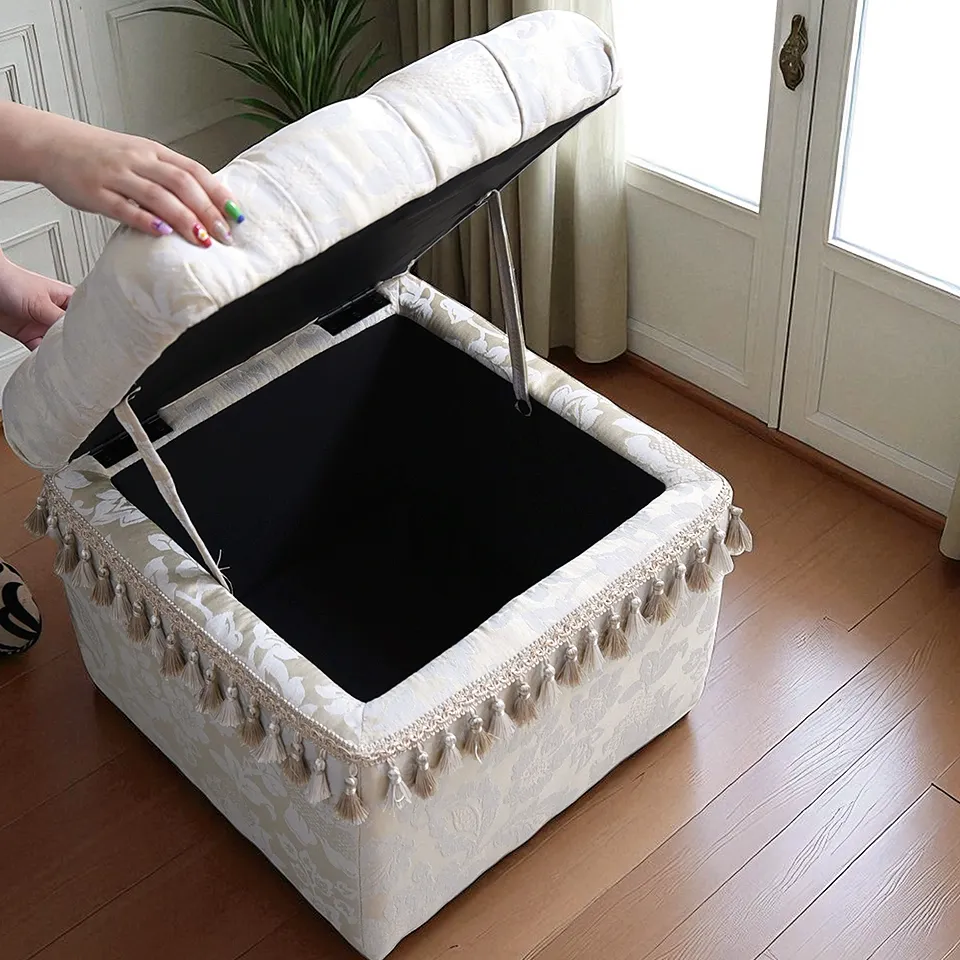 ヨーロピアン アンティーク調 収納付き スツール 画像7