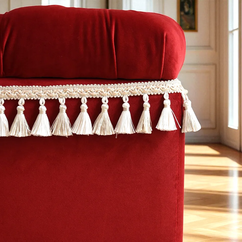 アンティーク調 クラシック ベルベット タッセル付 収納スツール 画像6