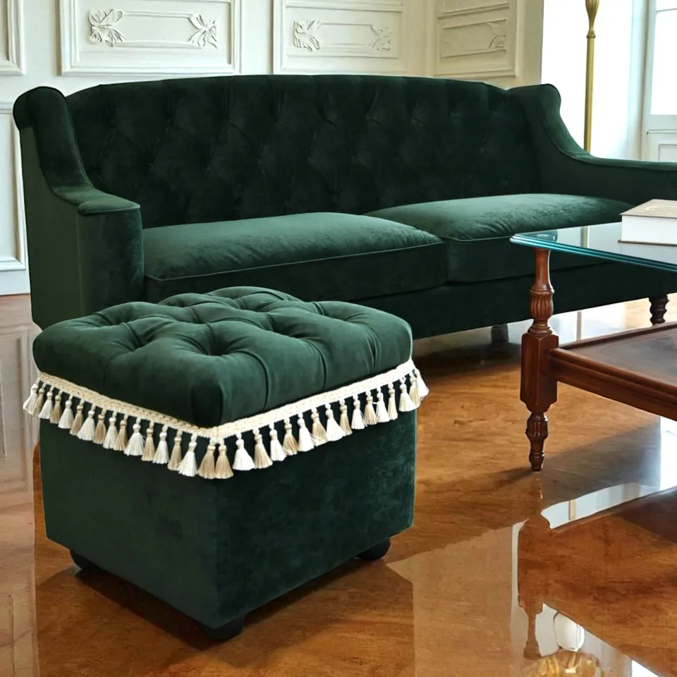 フレンチスタイル ベルベットスツール　オリーブグリーン フレンチスタイル ベルベットスツール オリーブグリーン