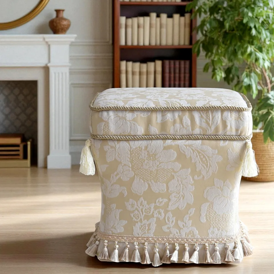 ヨーロピアン アンティーク調 タッセル付き スツール 画像2