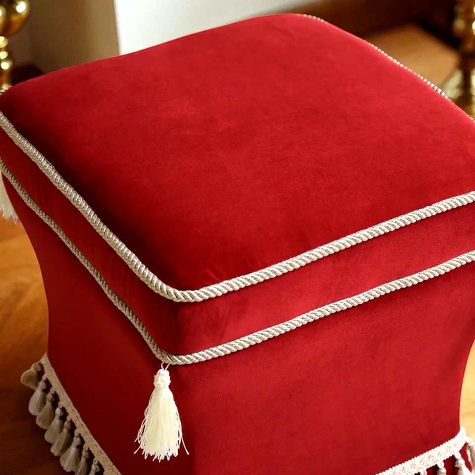 アンティーク調 クラシック ベルベット タッセル付 スツール 画像5