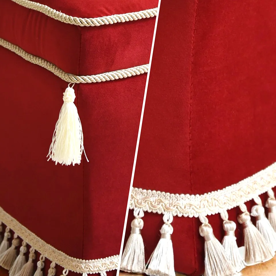 ロワイヤル ルージュ タッセル付 スツール ベルベット レッド