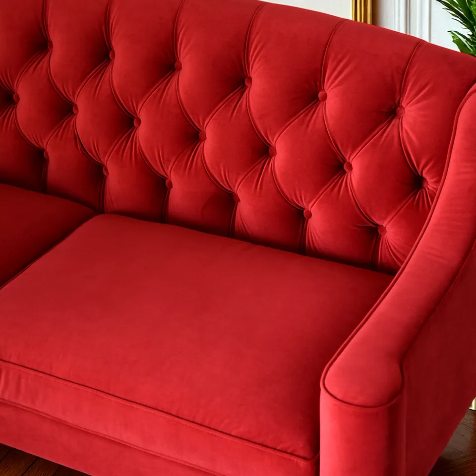 アンティーク調 ヨーロピアン 3人掛けソファ 3Pソファ ベルベット 画像8