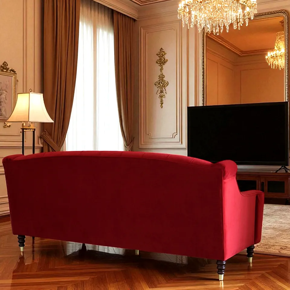 アンティーク調 ヨーロピアン 3人掛けソファ 3Pソファ ベルベット 画像17