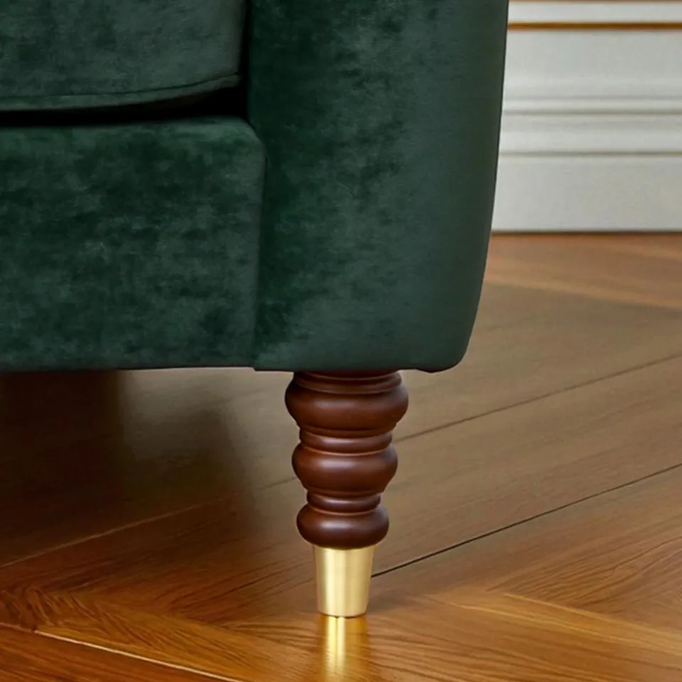 アンティーク調 ヨーロピアン 3人掛けソファ 3Pソファ ベルベット 画像7