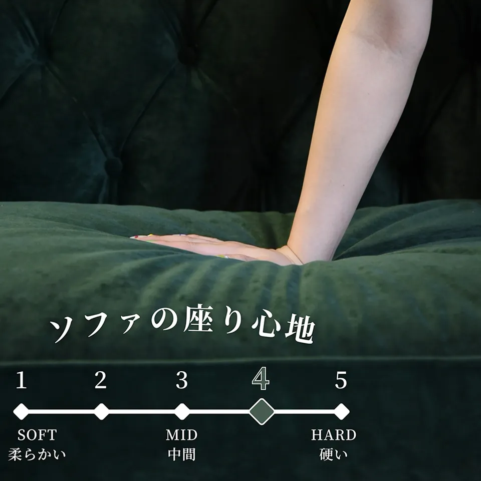 アンティーク調 ヨーロピアン 3人掛けソファ 3Pソファ ベルベット 画像14