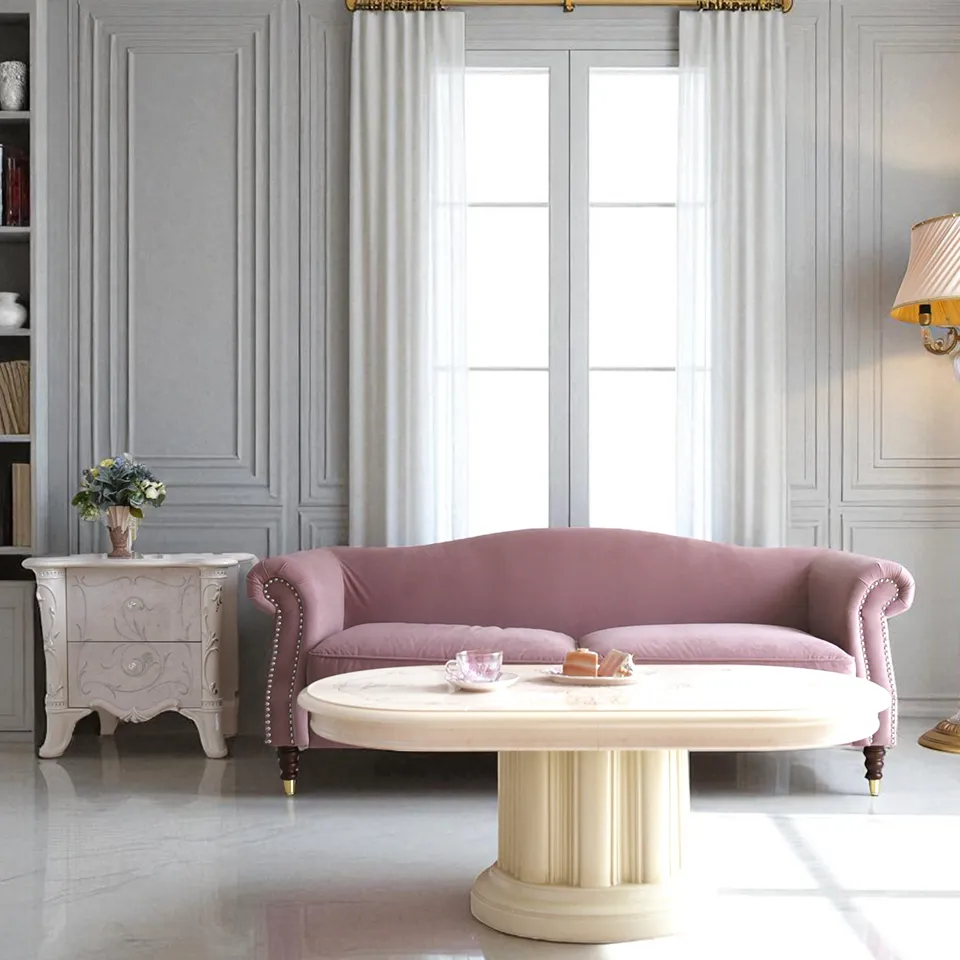 ヨーロピアン クラシック ロココ調 3人掛けソファ 3Pソファ ベルベット 画像3