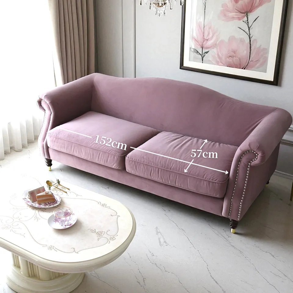 ヨーロピアン クラシック ロココ調 3人掛けソファ 3Pソファ ベルベット 画像4