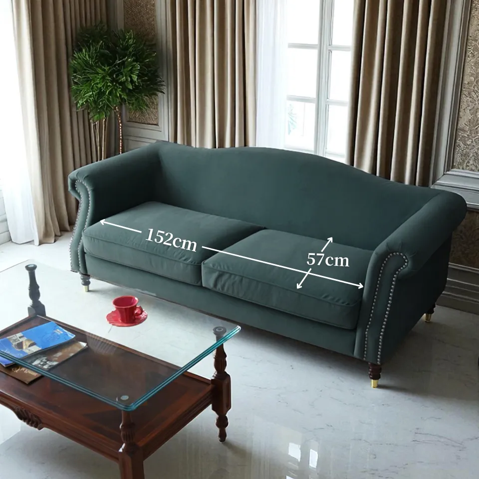 ヨーロピアン クラシック アンティーク調 3人掛けソファ 3Pソファ ベルベット 画像4