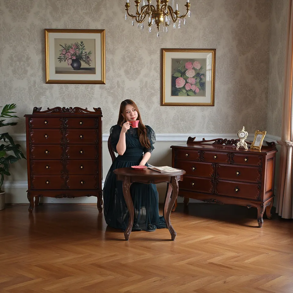 アンティーク調 パルマ マホガニー ワイド チェスト 画像3