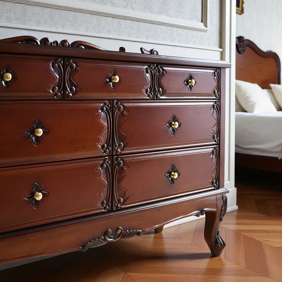 アンティーク調 パルマ マホガニー ワイド チェスト 画像12