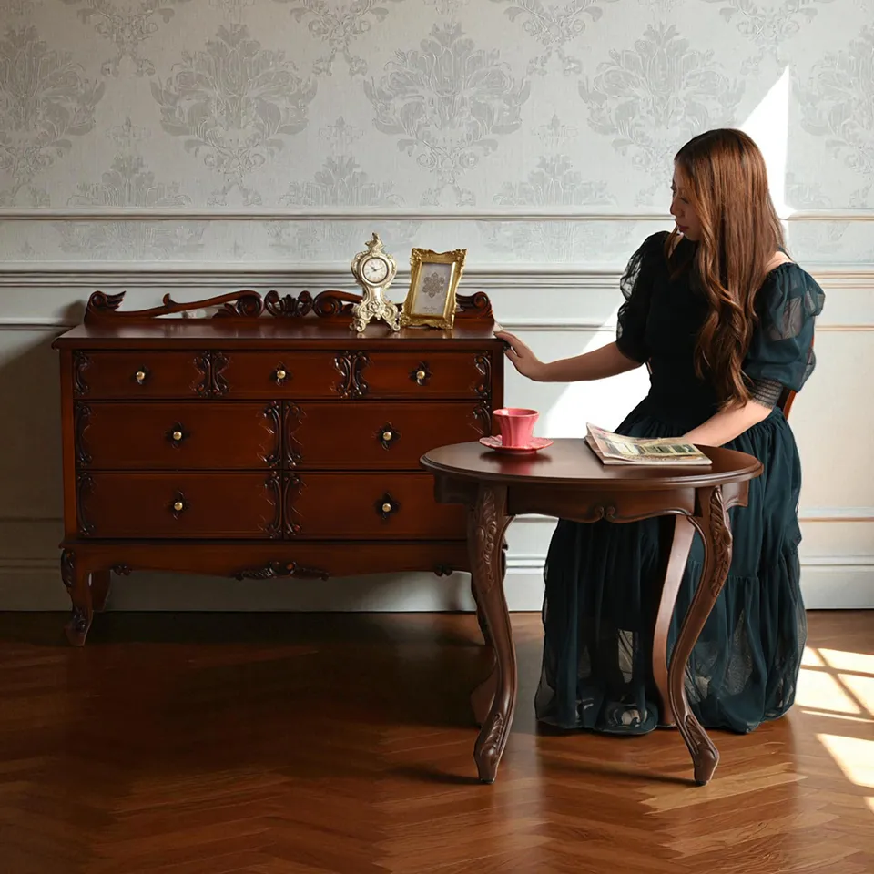 アンティーク調 パルマ マホガニー ワイド チェスト 画像17