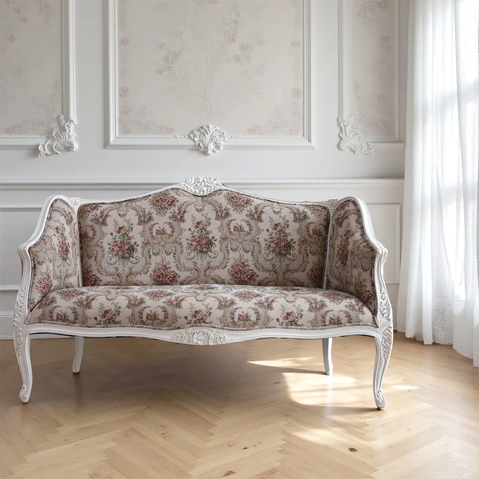 ロココ調 ジュリア 2人掛け ソファ ホワイト 画像7