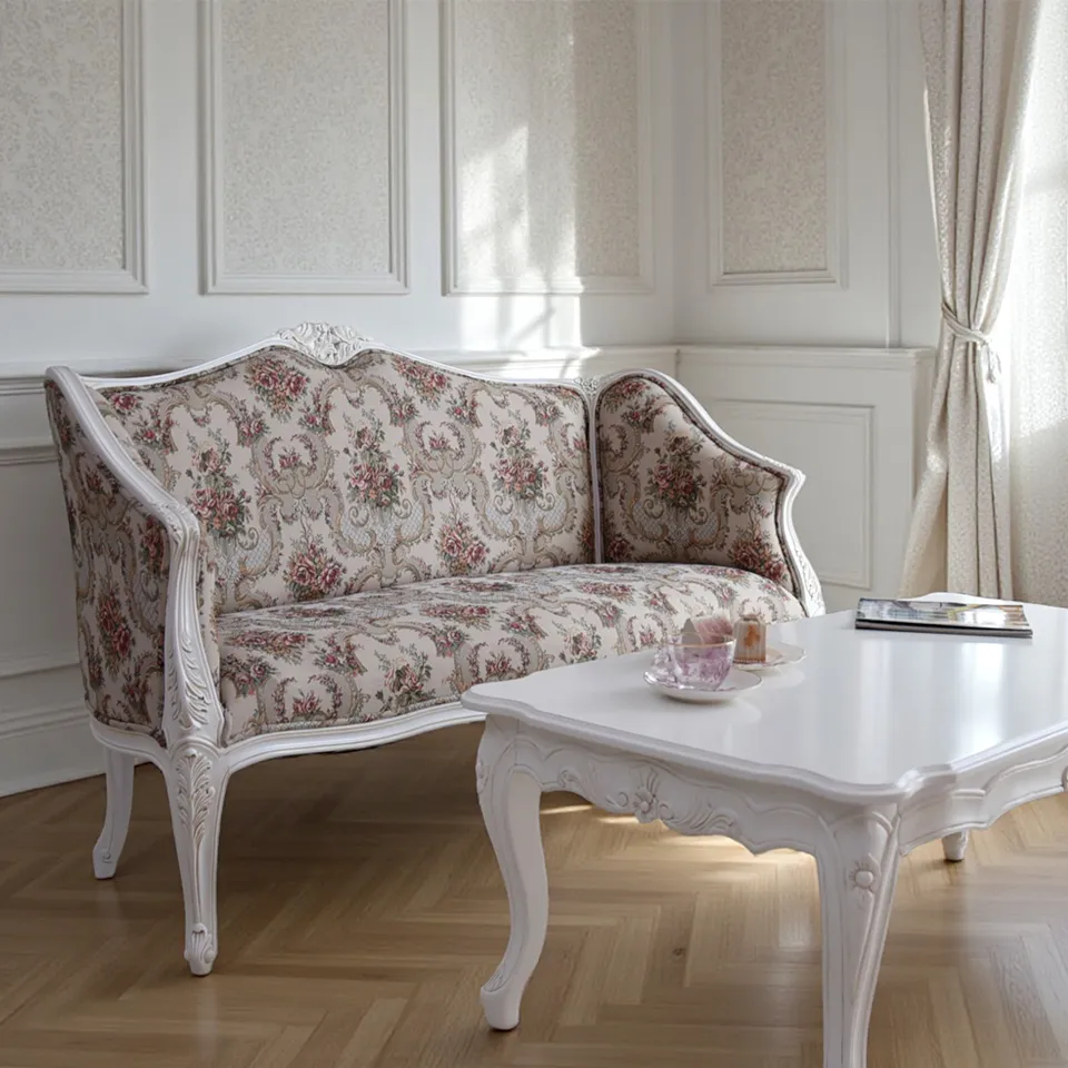 ロココ調 ジュリア 2人掛け ソファ ホワイト 画像16