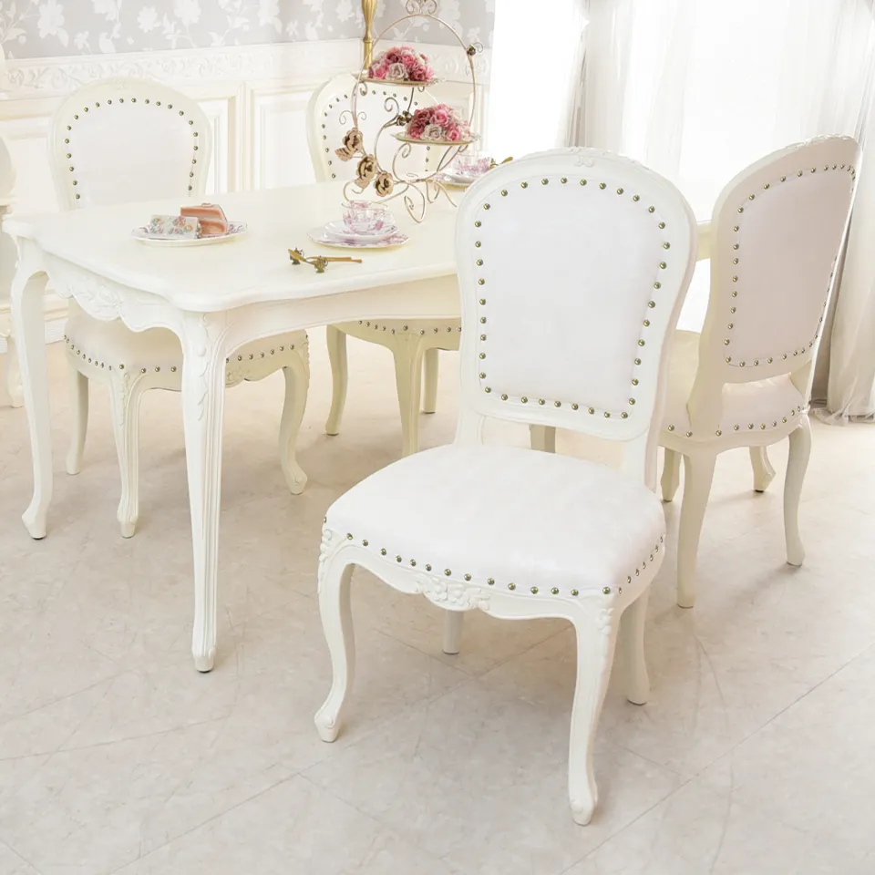 ロココ調 アンリヴェルデ ダイニングチェア アイボリー 猫脚 画像1