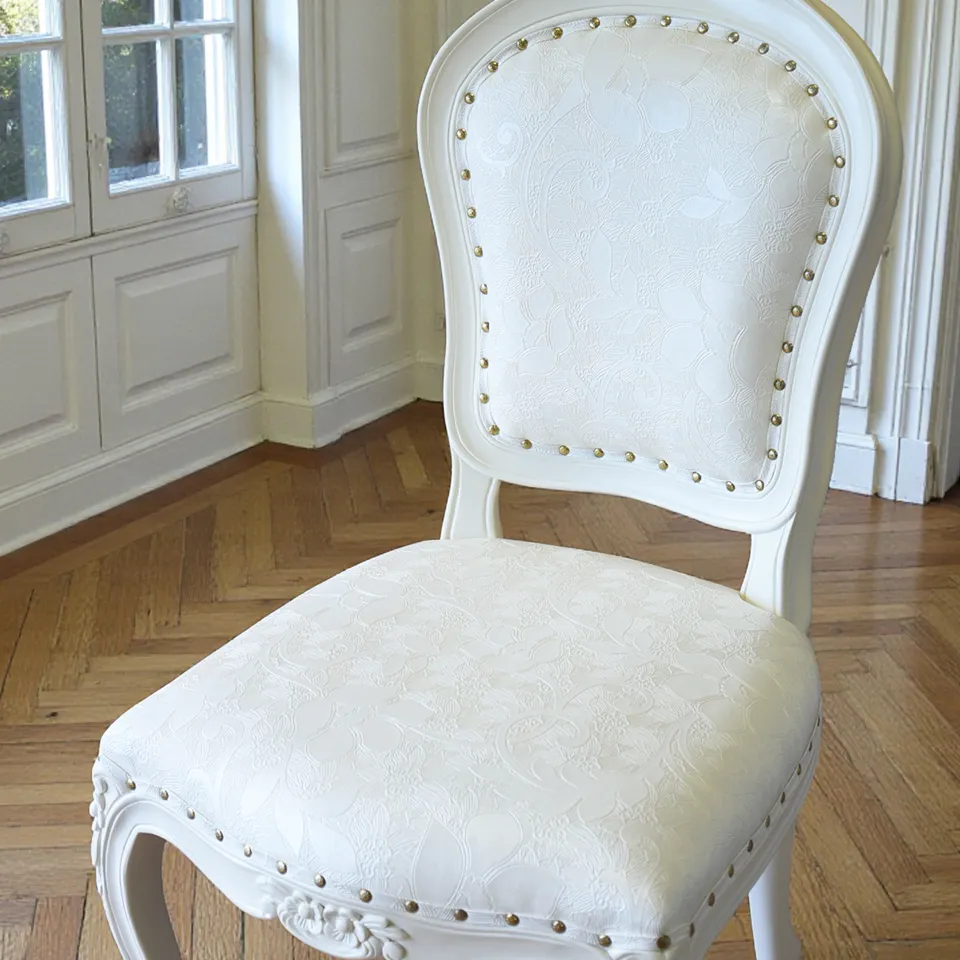 ロココ調 アンリヴェルデ ダイニングチェア アイボリー 猫脚 画像10