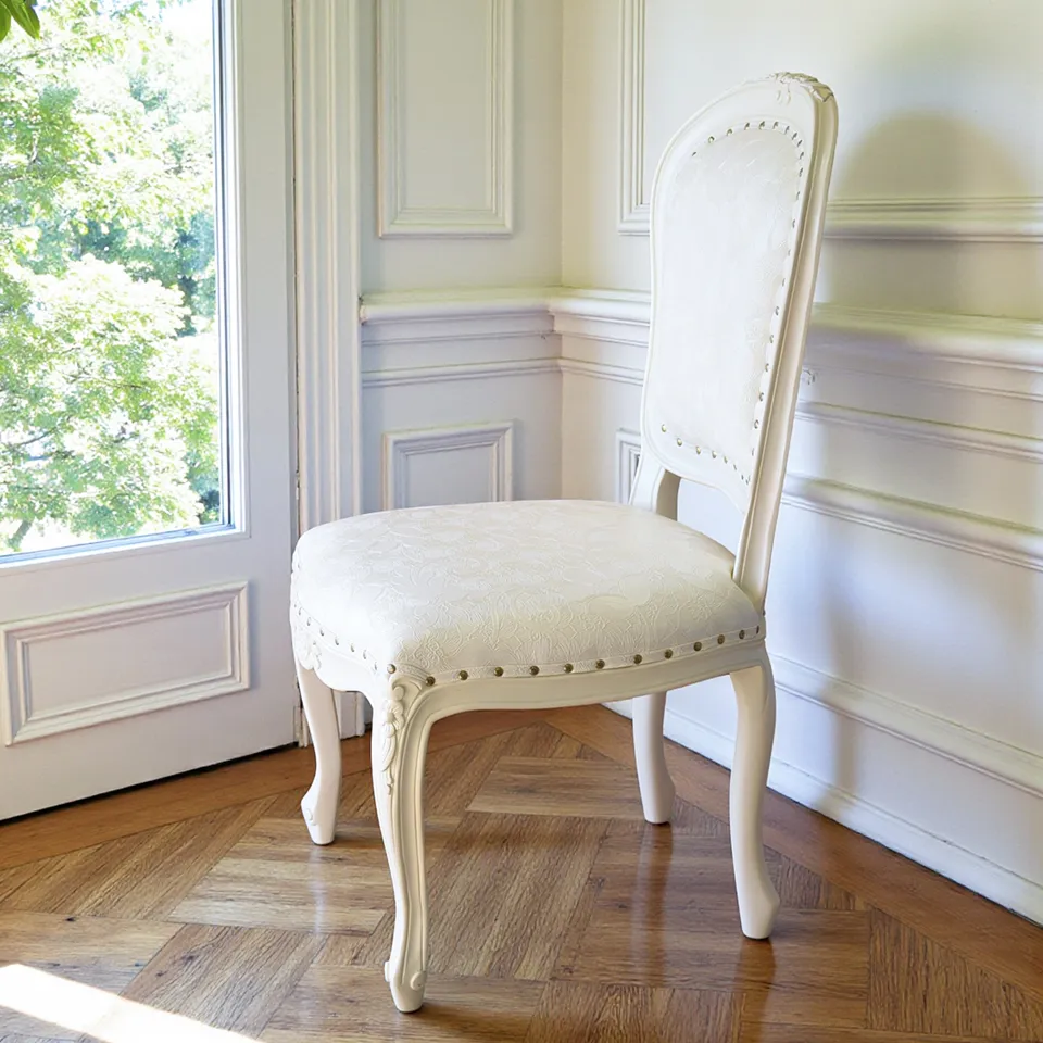 ロココ調 アンリヴェルデ ダイニングチェア アイボリー 猫脚 画像14