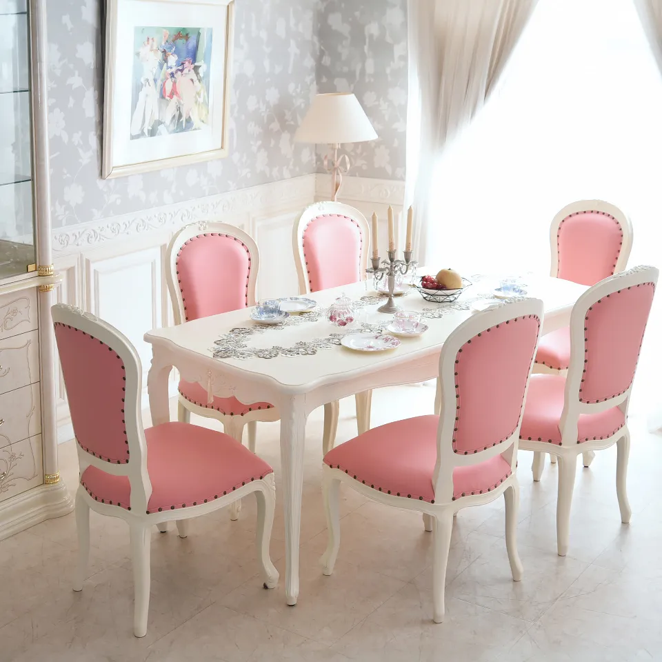 ロココ調 アントワネット ダイニングチェア ピンク 猫脚 画像14