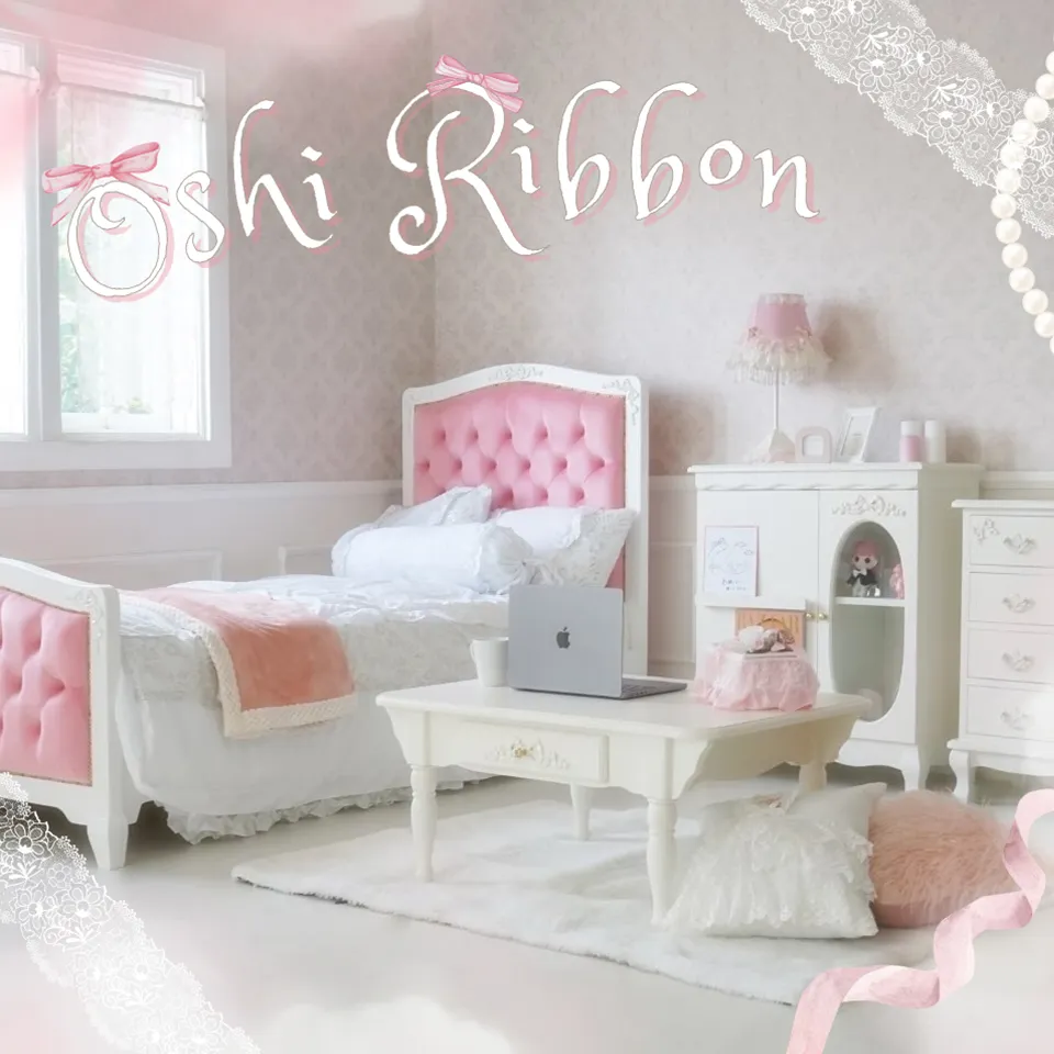 姫系シングルベッド ピンク 白家具 ロココ調 画像2