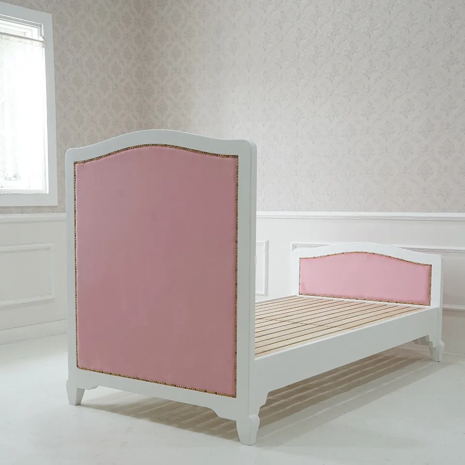 姫系シングルベッド ピンク 白家具 ロココ調 画像12