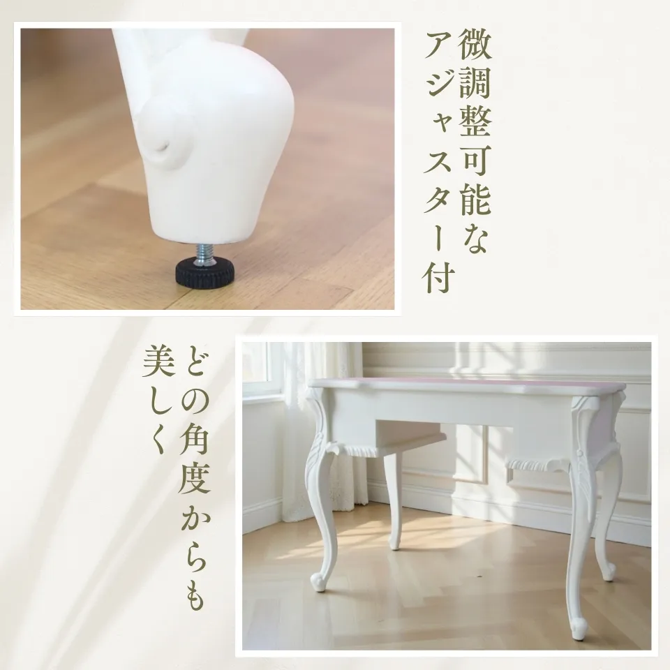 ロココ調 デスク ホワイト 机 画像11