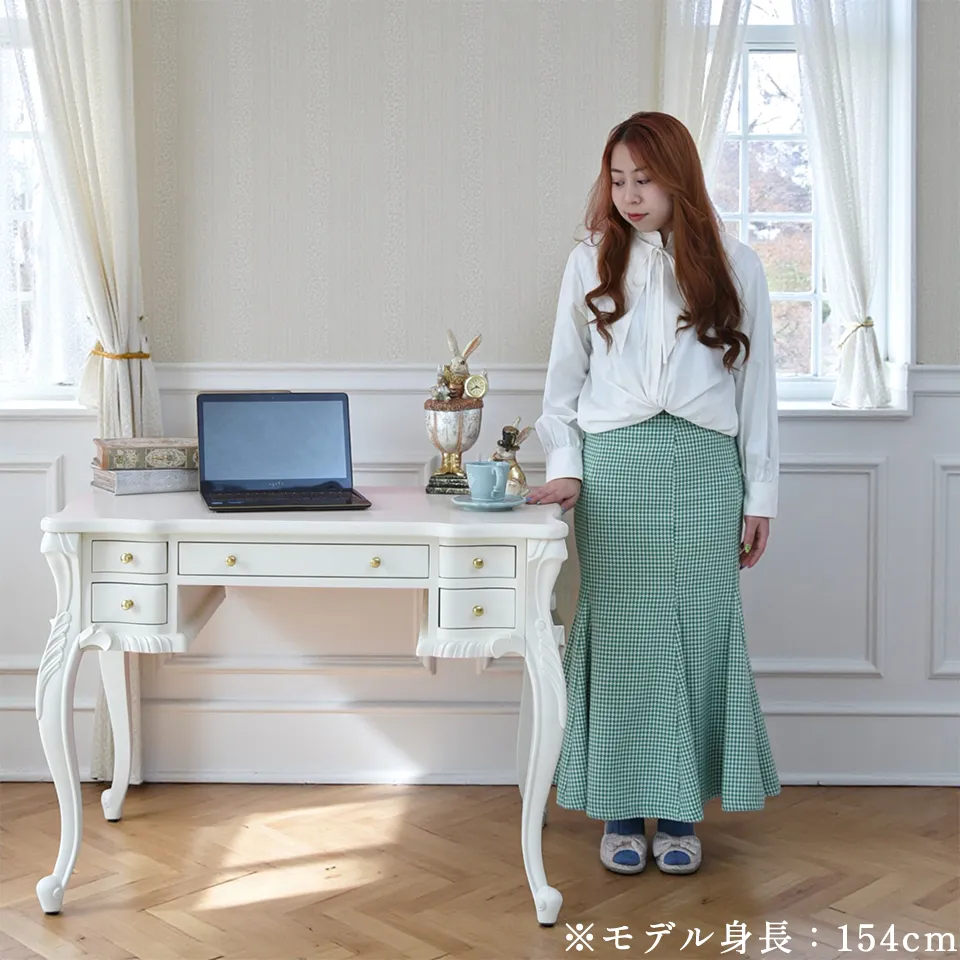 ロココ調 デスク ホワイト 机 画像13