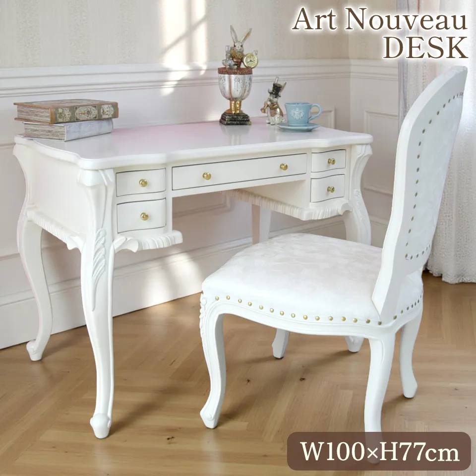 ロココ調 デスク ホワイト 机 画像1サムネイル