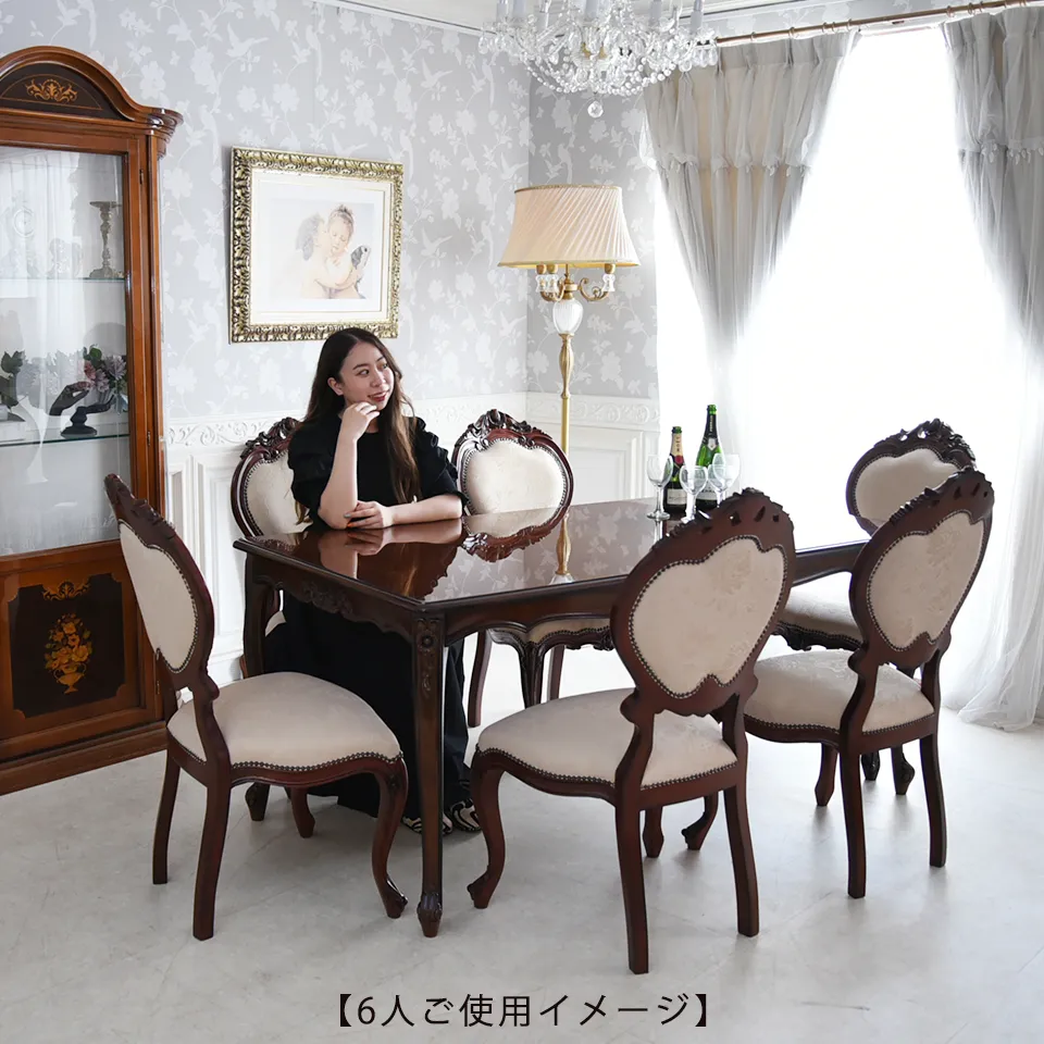 マリナカッシーリ 長方形 ダイニングセット5P 4人掛け 合皮グリーン 幅165cm 画像9