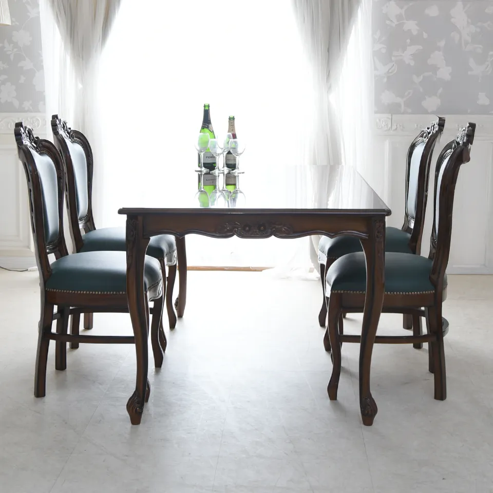 マリナカッシーリ 長方形 ダイニングセット5P 4人掛け 合皮グリーン 幅165cm 画像11