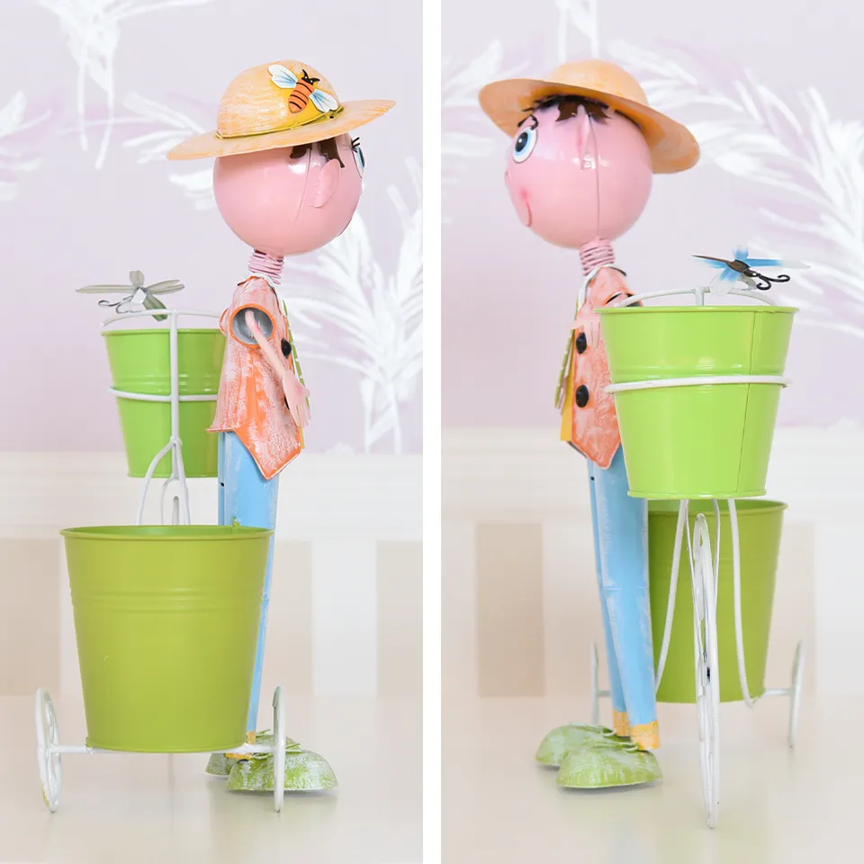 ヨーロピアン ガーデニング オブジェ 自転車の少年 画像5