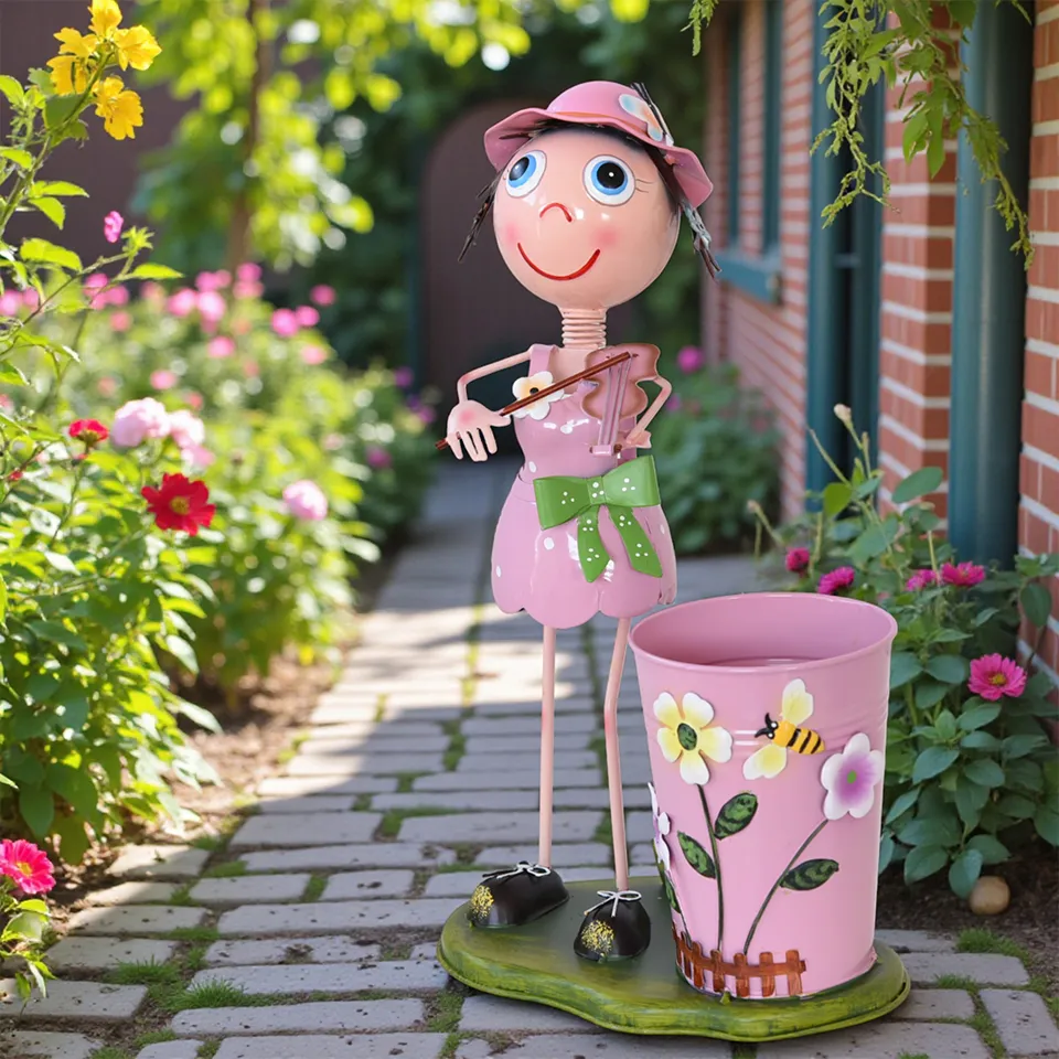 ヨーロピアン ガーデニング オブジェ バイオリンの少女 画像3