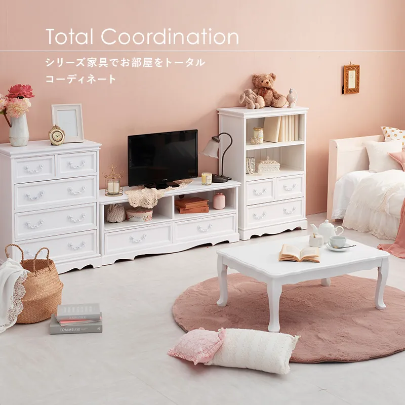 ヨーロピアン テレビ台 アンティーク調 ハンドル ホワイト 幅110cm 画像3