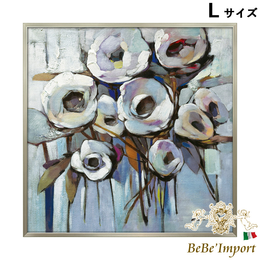 メーカーYP取寄】オイル ペイント アート(Lサイズ)「ホワイト ... アンティークロココ調薔薇油絵