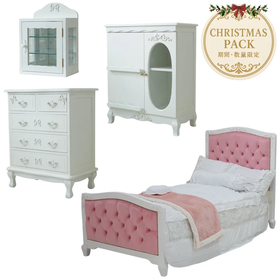 クリスマスまで限定 クリスマスまで限定 ロココ調 姫家具4点セット 画像1サムネイル