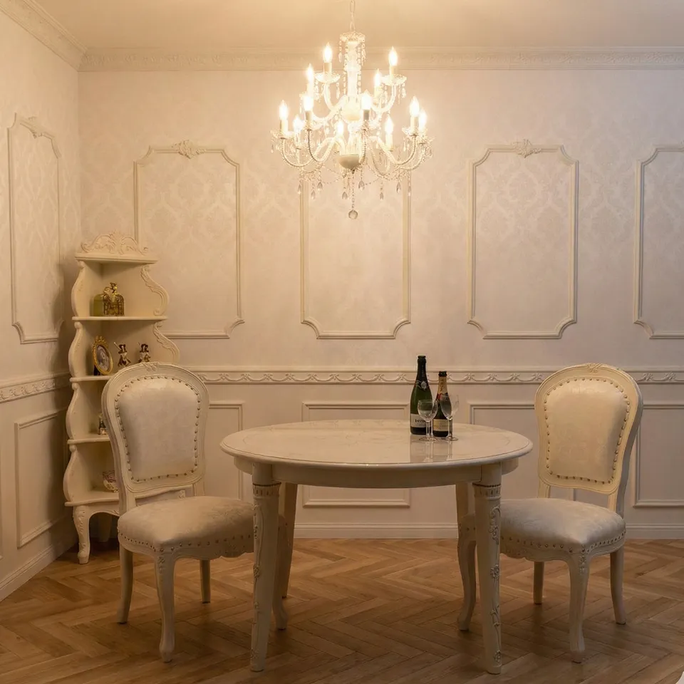 ロココ調 シャンデリア 12灯 ホワイト 画像3