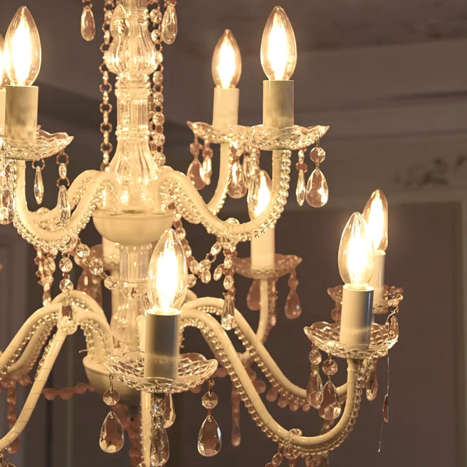 ロココ調 シャンデリア 12灯 ホワイト 画像6