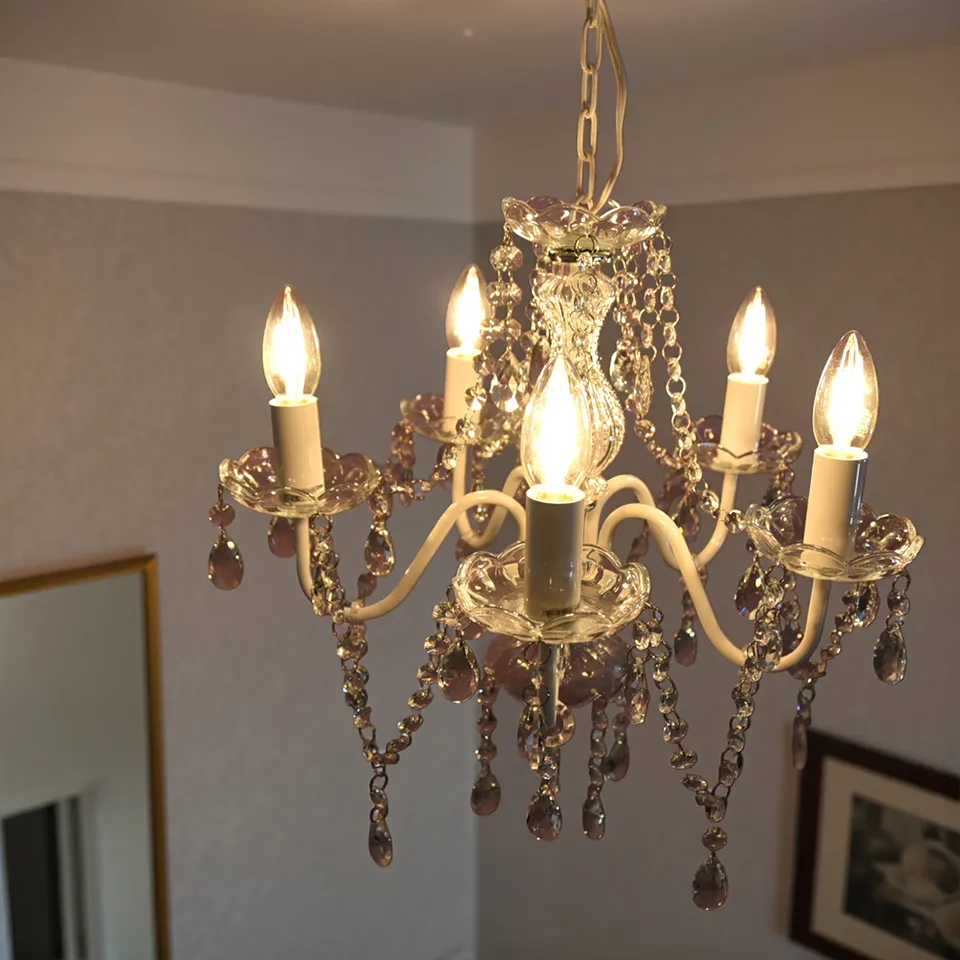 ロココ調 シャンデリア 5灯 ホワイト 画像2