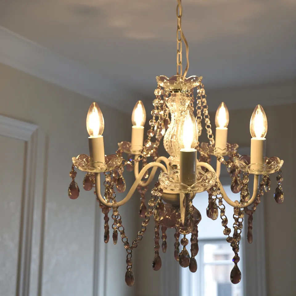 ロココ調 シャンデリア 5灯 ホワイト 画像14