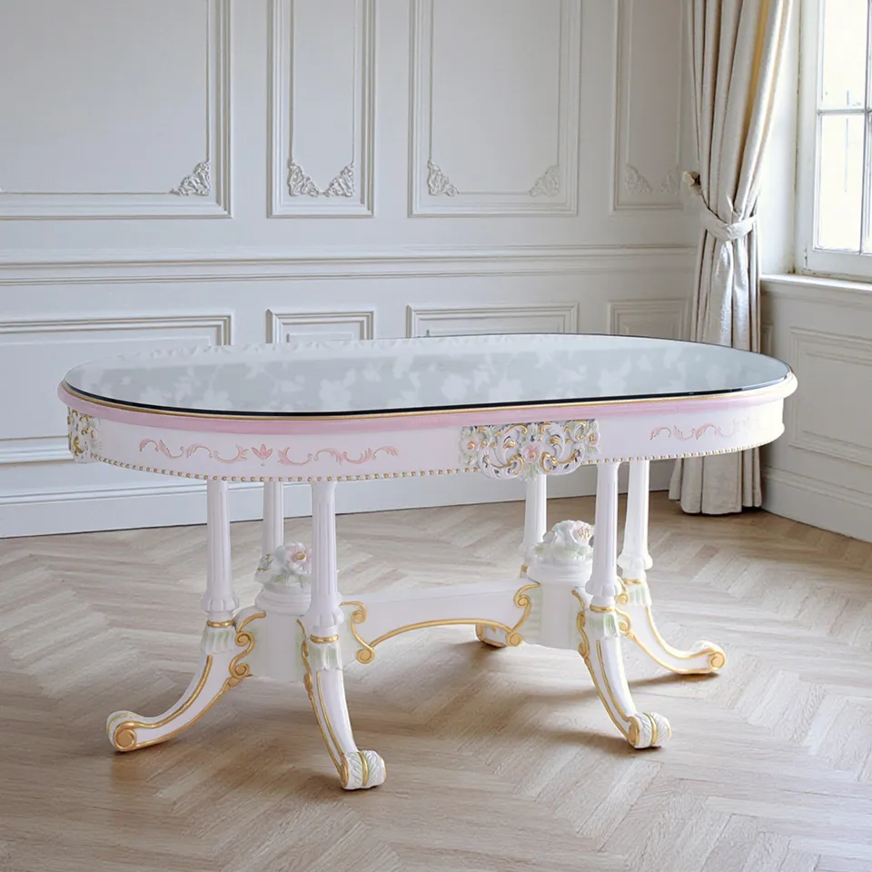 ロココ調 ROCOCO アントワネット ダイニングセット 5点 幅160cm 画像4