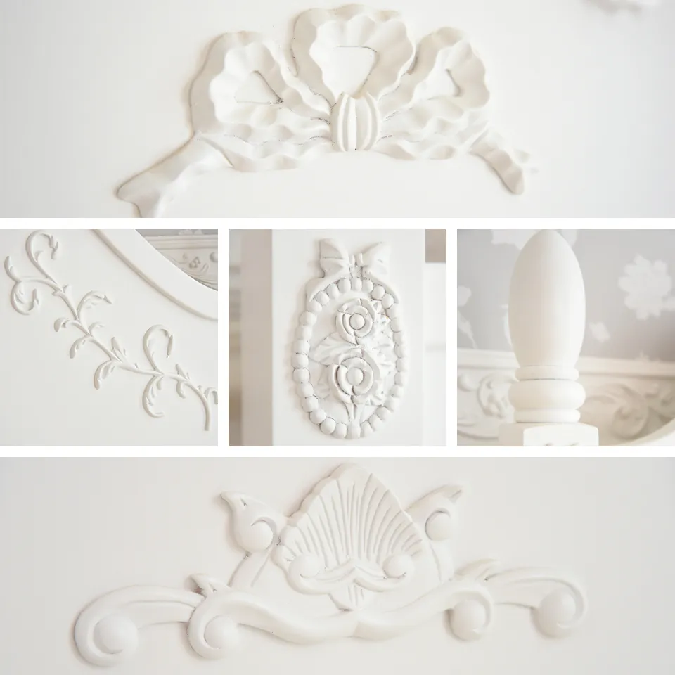 姫系ロココ調 ベッドルーム3点セット 白家具 スノーホワイト 画像4