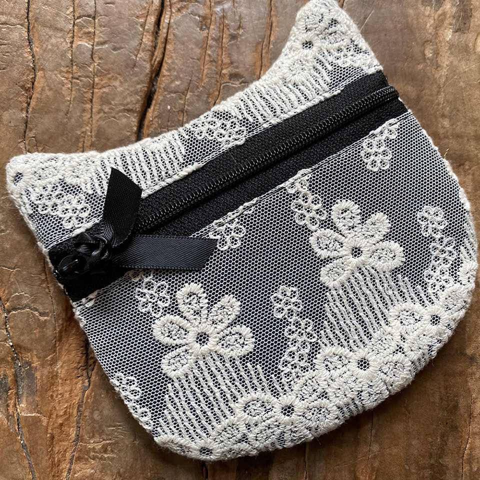 キャットポーチ ポーチ 化粧ポーチ 旅行用 レース 画像2