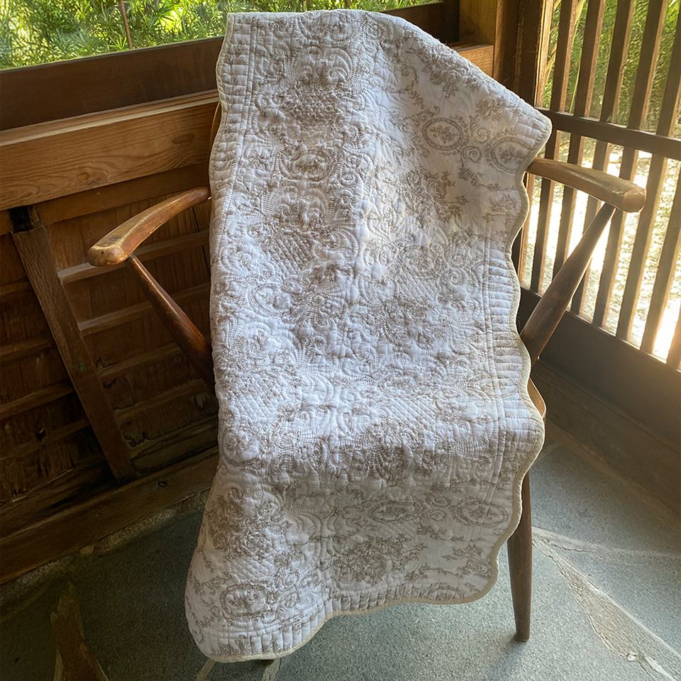 マット 敷物 キルト ベージュ 布製 インテリア雑貨 画像3