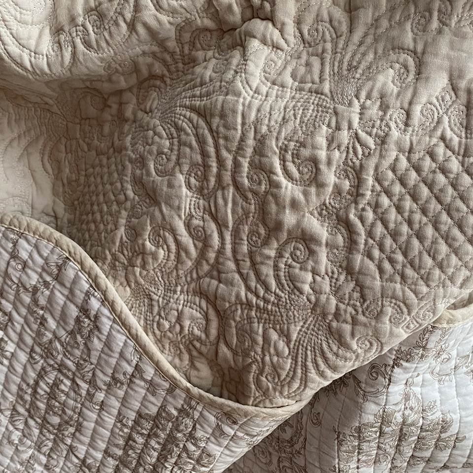 マルチカバー キルト ベージュ 布製 リバーシブル インテリア雑貨 画像4