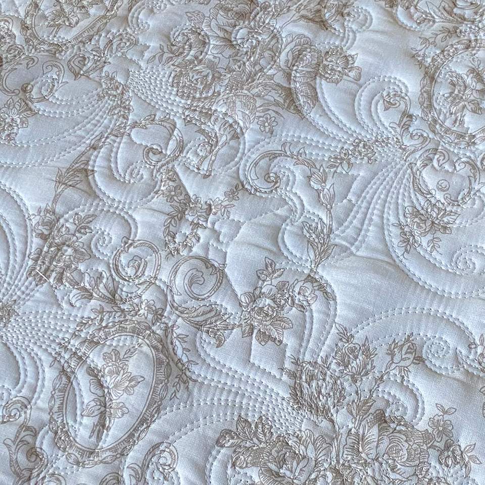 シートクッション 座面用 ひも付き キルト ベージュ 布製 インテリア雑貨 画像2