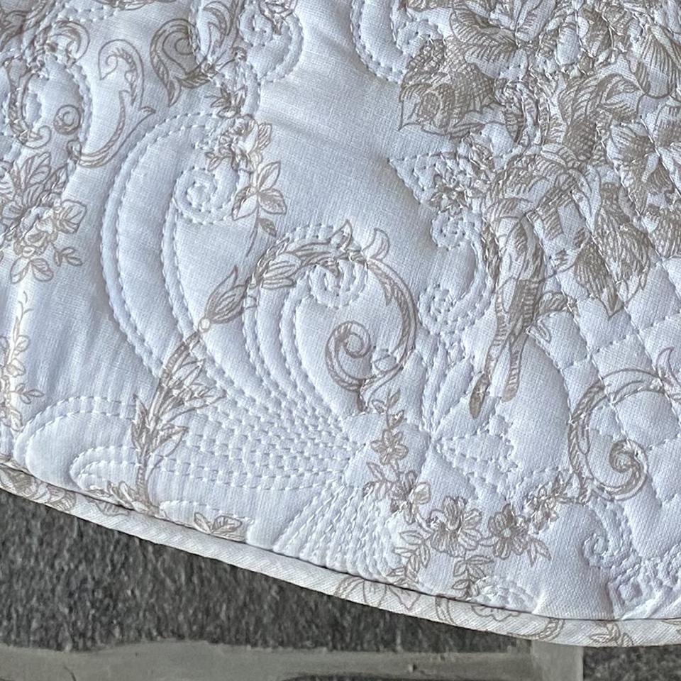 シートクッション 座面用 ひも付き キルト ベージュ 布製 インテリア雑貨 画像3