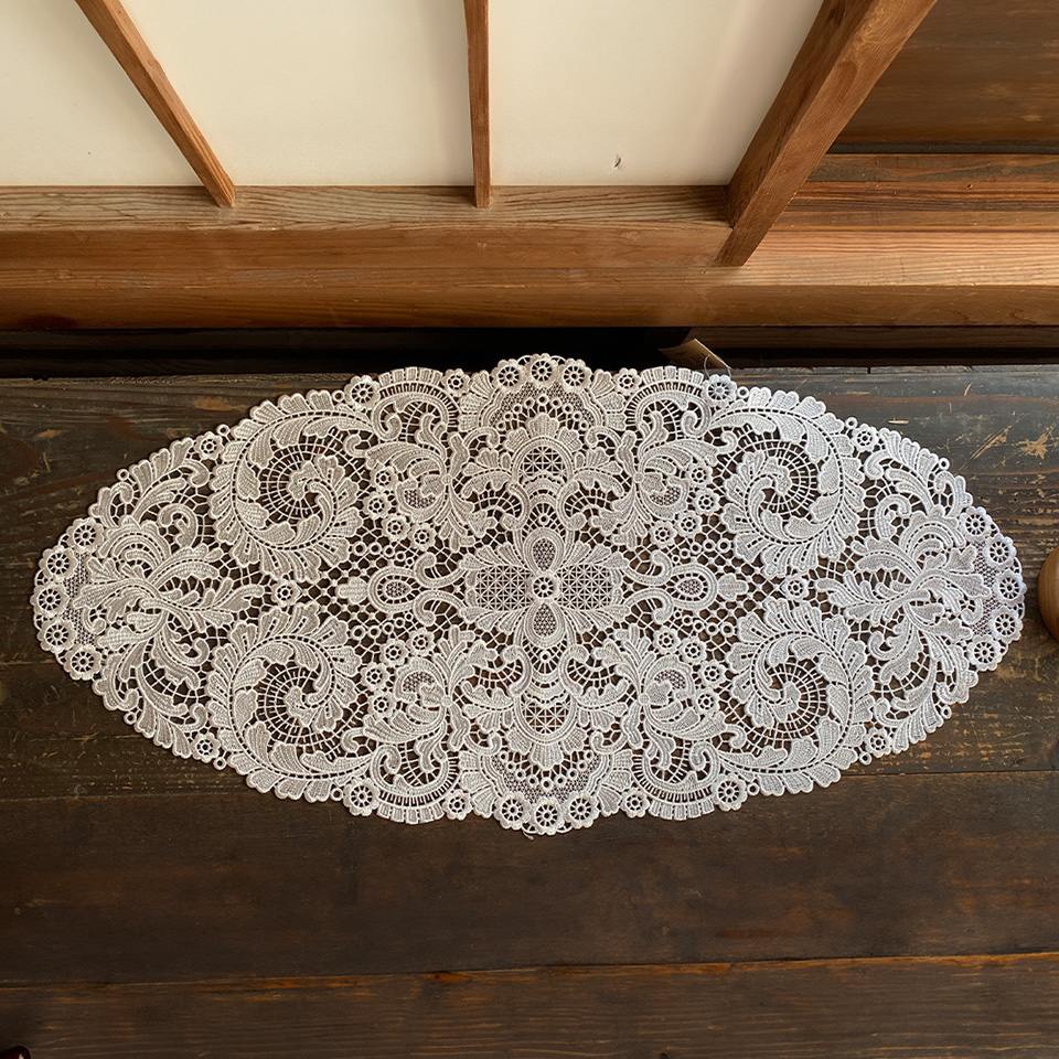 テーブルセンター オーバル テーブルリネン 敷物 レース 画像4