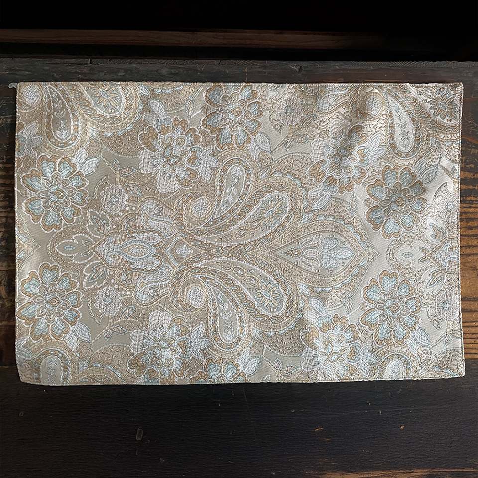 ランチョンマット フラワーライトブルー×ベージュゴールド プレースマット 布製 インテリア雑貨 画像4