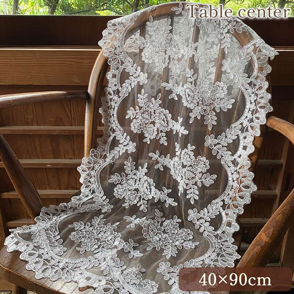 テーブルセンター 敷物 ファブリック レース 刺繍 インテリア雑貨 画像1サムネイル