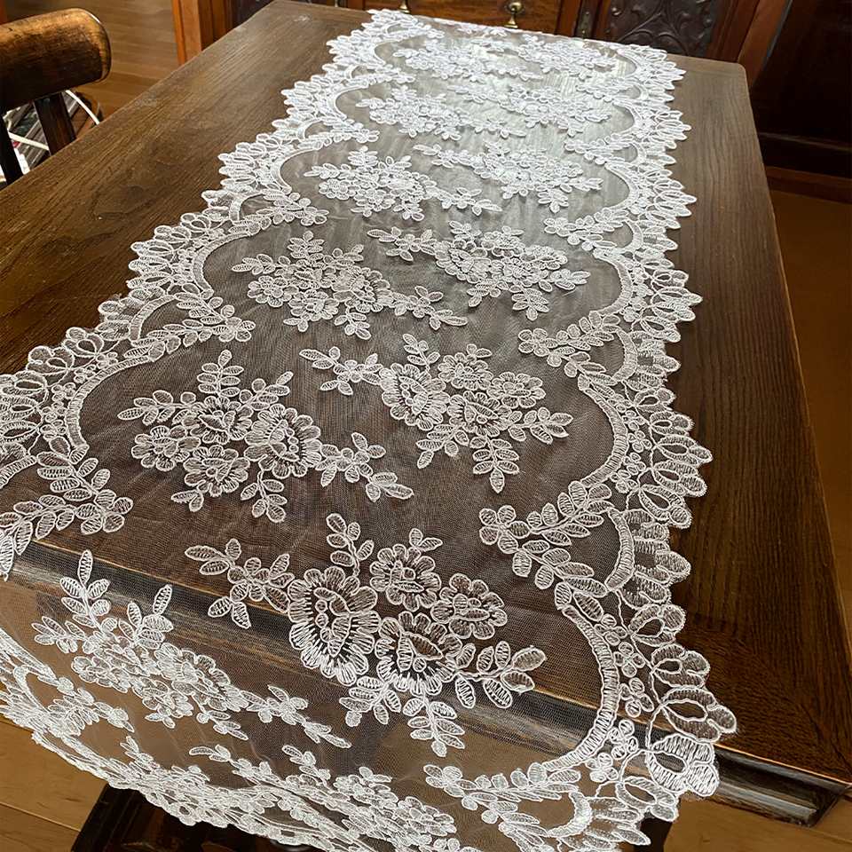 テーブルセンター 敷物 ファブリック レース 刺繍 インテリア雑貨 画像4