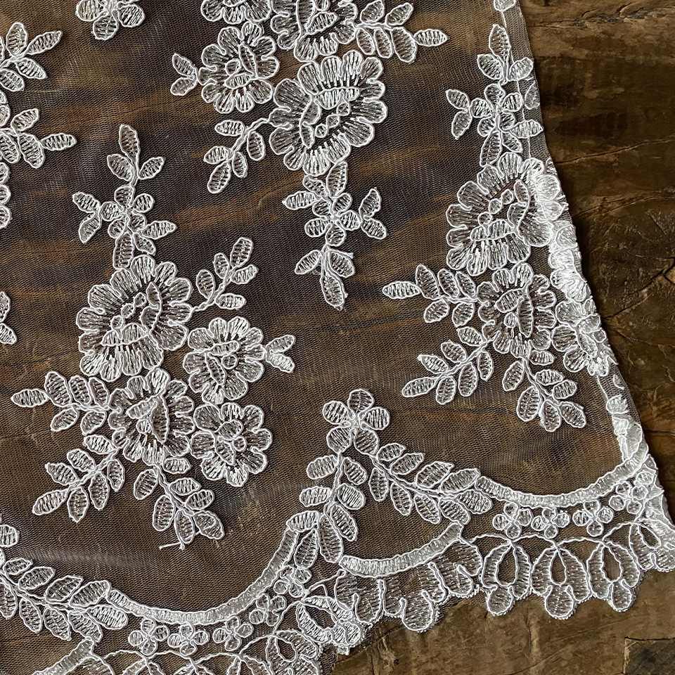 カフェカーテン カーテン ホワイト レース チュールレース 刺繍 画像3